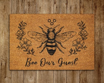 Bee Our Guest Door Mat, Bee Spring Door Mats, Funny Doormat, Welcome Mats
