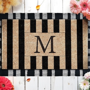 Cabana Doormat, Custom Initial Doormat,  Family Name Initial Doormat, First Letter Door Mat, Welcome Doormats,  Welcome Coir Mats U495