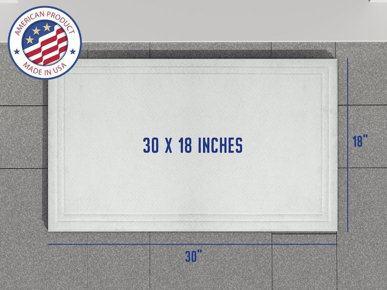 May include: A white rectangular tile with a raised border, measuring 30 inches by 18 inches. The tile is made in the USA.