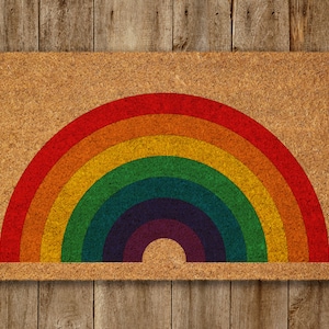 Rainbow Door Mat, Rainbow Welcome Coir Door Mats, Funny Doormat, Welcome Outdoor Mat