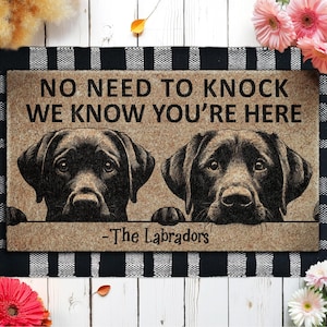 Labrador Peekaboo Door Mat, Labradors We Know You ARE Here  Labrador Dogs Door Mats, Funny Labrador Doormat, Welcome Mats S961