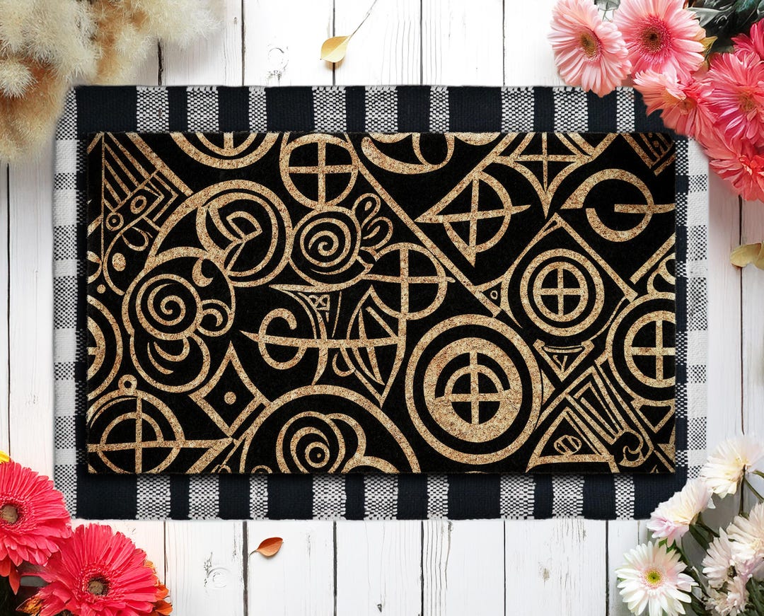 African Pattern Geometric Door Mats, Colorful Door Mats, Boho Mat ...