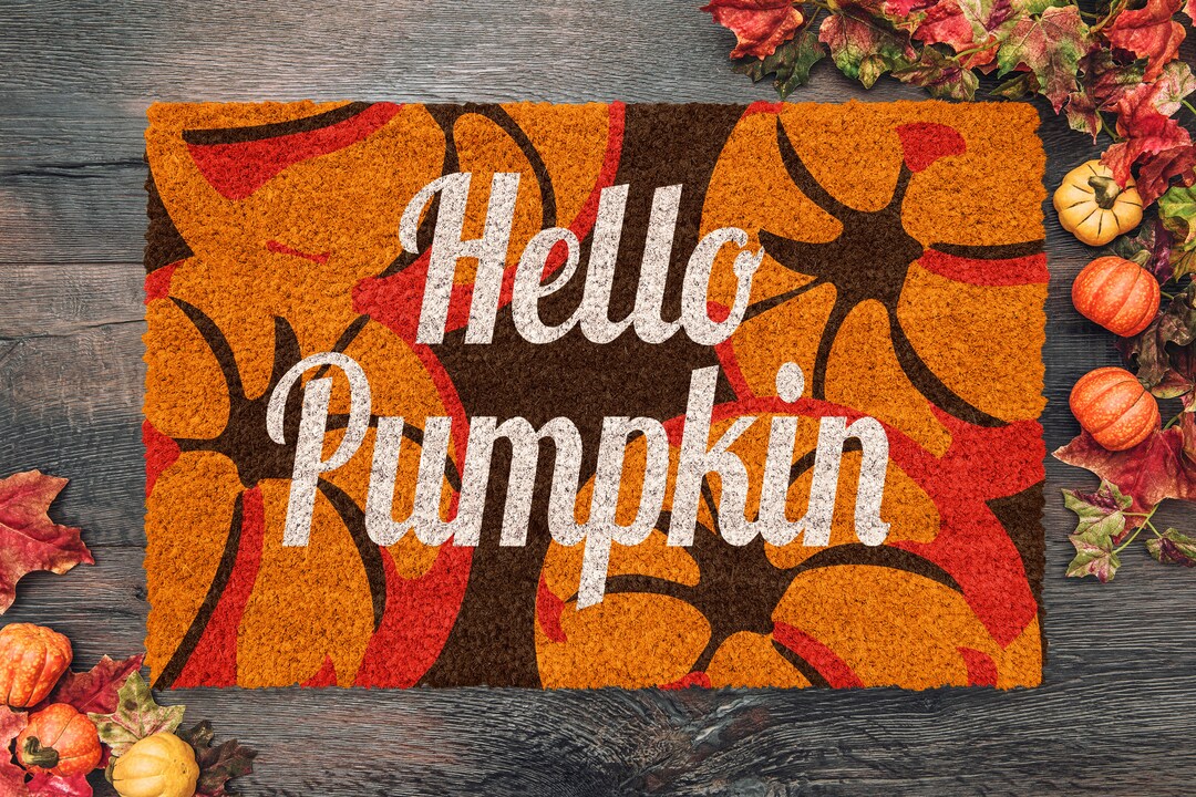 Fall Hello Pumpkin Pumpkins Coir Door Mat Mat Front Etsy