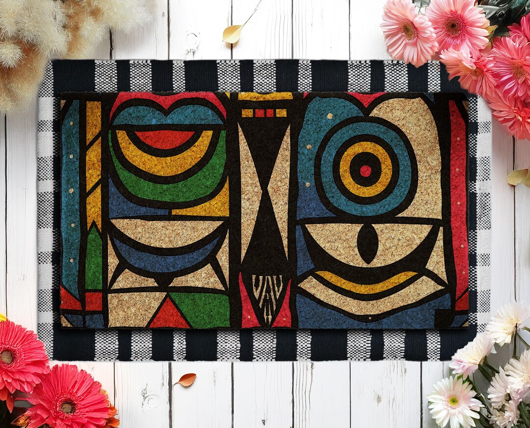 African Mat Pattern African Pattern Geometric Door Mats, Colorful Door Mats, Boho Mat ...