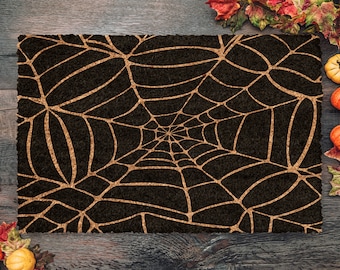 Halloween Spider Web Dark Coir Door Mat, Welcome Mat, Front Door Mat, Outdoor Mats, Funny Doormat, Fall Welcome Mats, Coir Mats