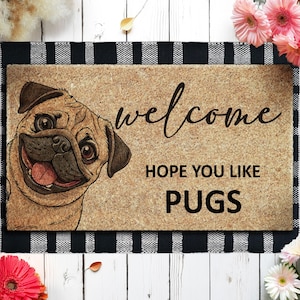 Pugs Doormat,  Door Mat, Pugs Doormats, Welcome Funny Doormats,  Welcome Pug Mats, Dog Breed Coir Mats U364
