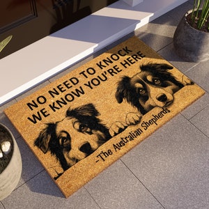 Australian Shepherds Door Mat, Australian Shepherds Mat, No Need to Knock Australian Shepherd Doormat, Welcome Australian Shepherd Mat S877