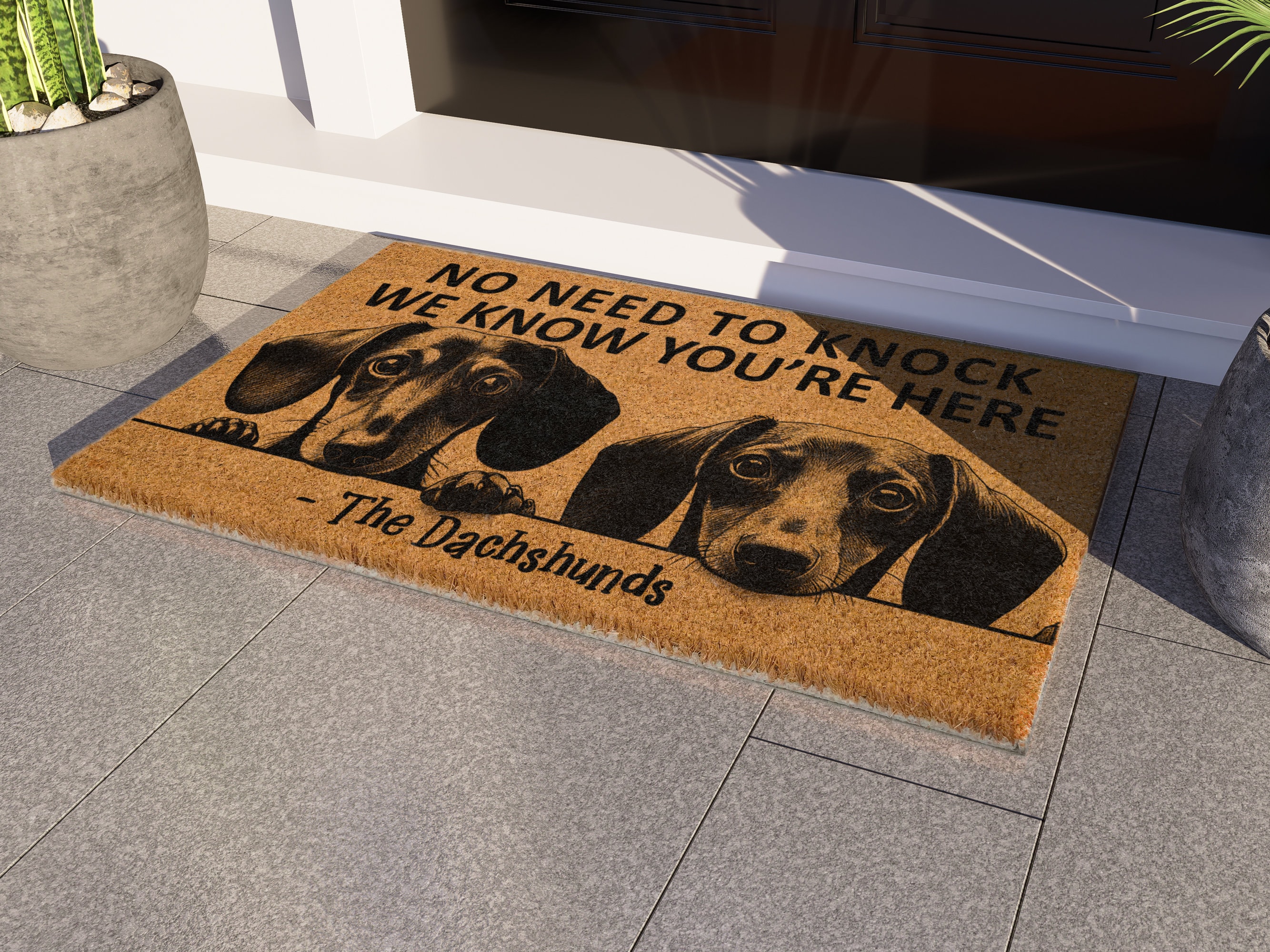 Dachshund Doormat, We Know You ARE Here Dachshunds Door Mat, Dachshund