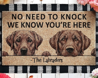 Chocolate Labrador Doormat, Funny Dog Welcome Mat