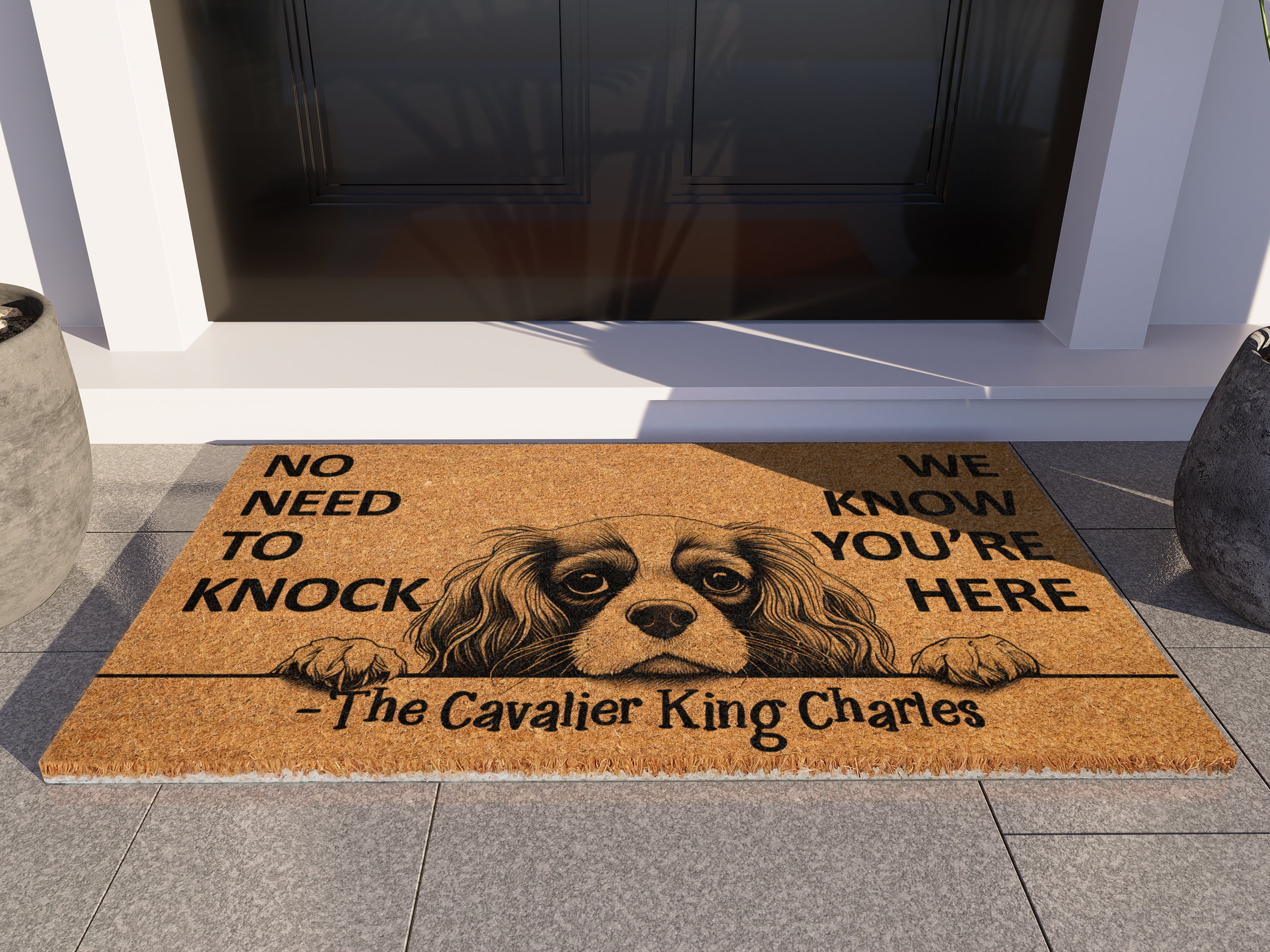 Cavalier King Charles Doormat, We Know You ARE Here Door Mats