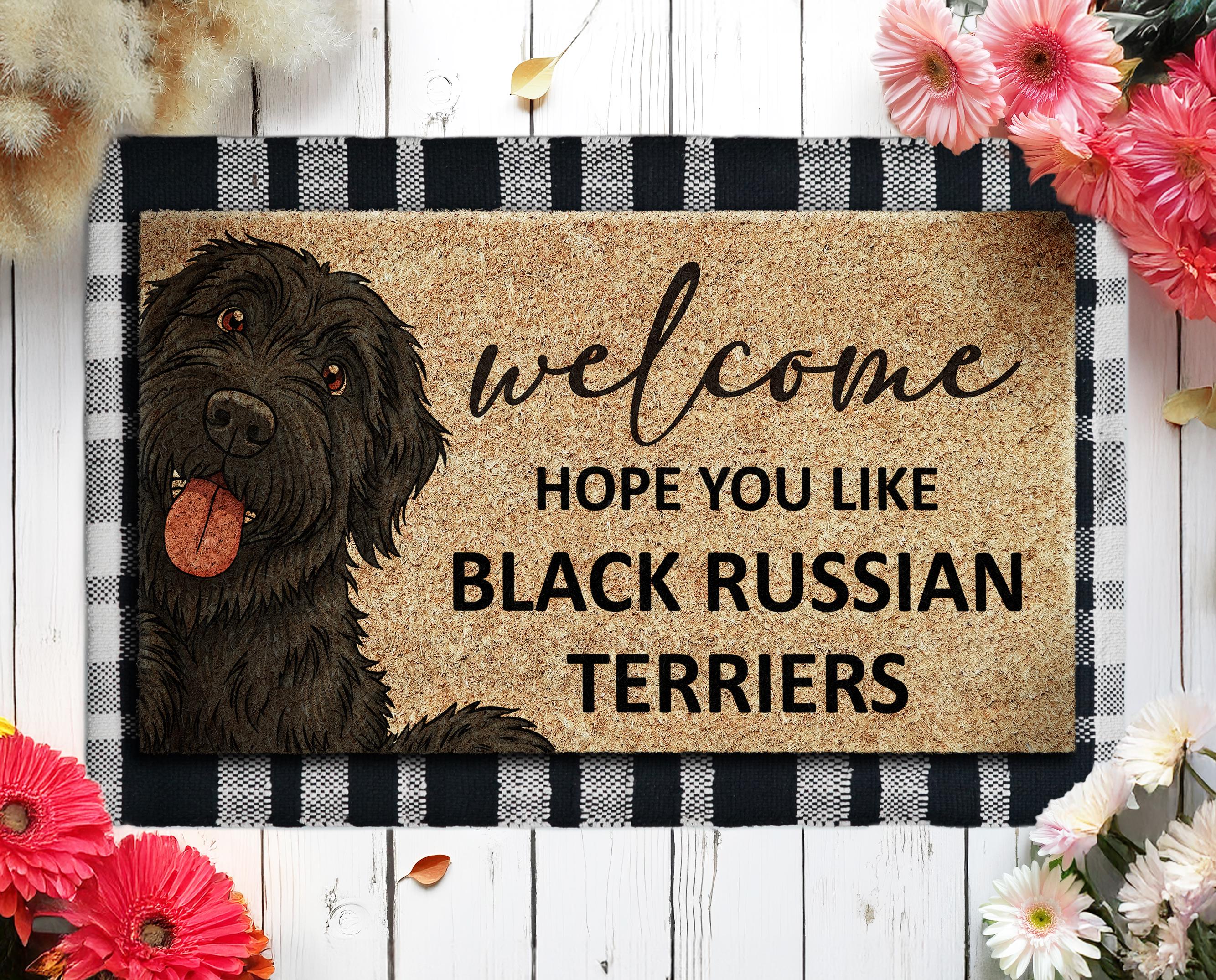 Black Russian Terrier Doormat, Door Mat, No Need to Knock Doormats