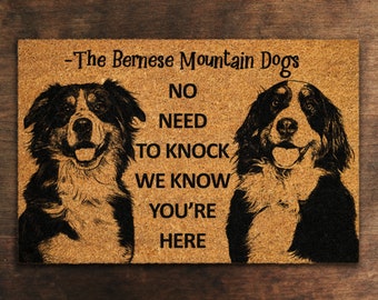 Bernese Mountain Dogs Doormat, Bernese Mountain Dogs Mats, No Need to Knock Bernese Mountain Dogs Doormat, Welcome Dog Breed Mat
