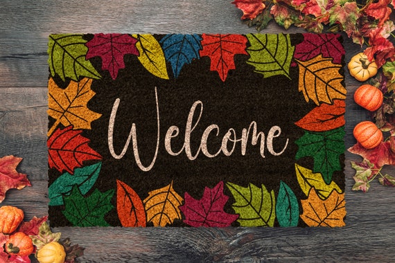 Fall Welcome Leaves, Coir Door Mat, Welcome Mat, Front Door Leaves Mat, Outdoor  Mats, Funny Leaves Doormat, Fall Welcome Mats, Coir Mats 