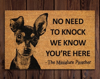 Welcome Miniature Pinscher Doormat, Door Mat, No Need to Knock  Doormat, Welcome Doormats, Welcome Dog Breed Mats S762