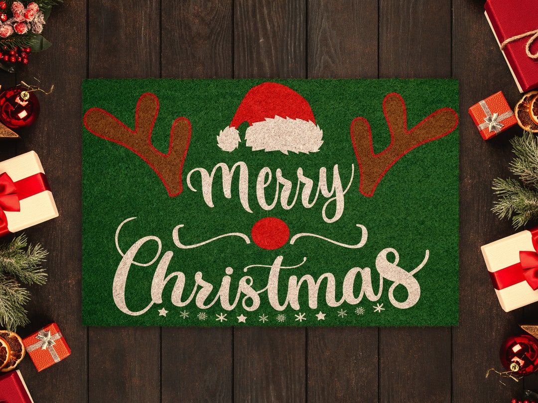 Merry Christmas Coir Door Mat, Christmas Snow Coir Door Mat, Front Door