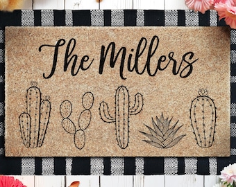 Cactus Personalized Doormat, Custom Cactus Door Mat,  Doormats, Welcome Funny Cactus Doormats,  Welcome Mats, Cactus Coir Mats U493