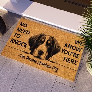 Bernese Mountain Dog Peekaboo Doormat, Bernese Mountain Dog Mats, No Need to Knock Bernese Mountain Dogs Doormat, Welcome Dog Breed Mat