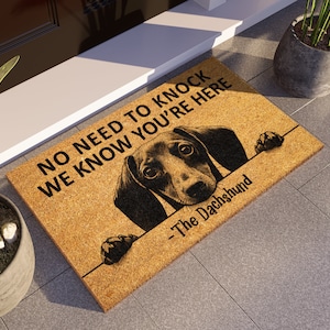 Dachshund Doormat, We Know You ARE Here The Dachshund Door Mat, Dachshund Doormat, Welcome Funny Doormat, Welcome Mat, Dog Breed Coir Mat