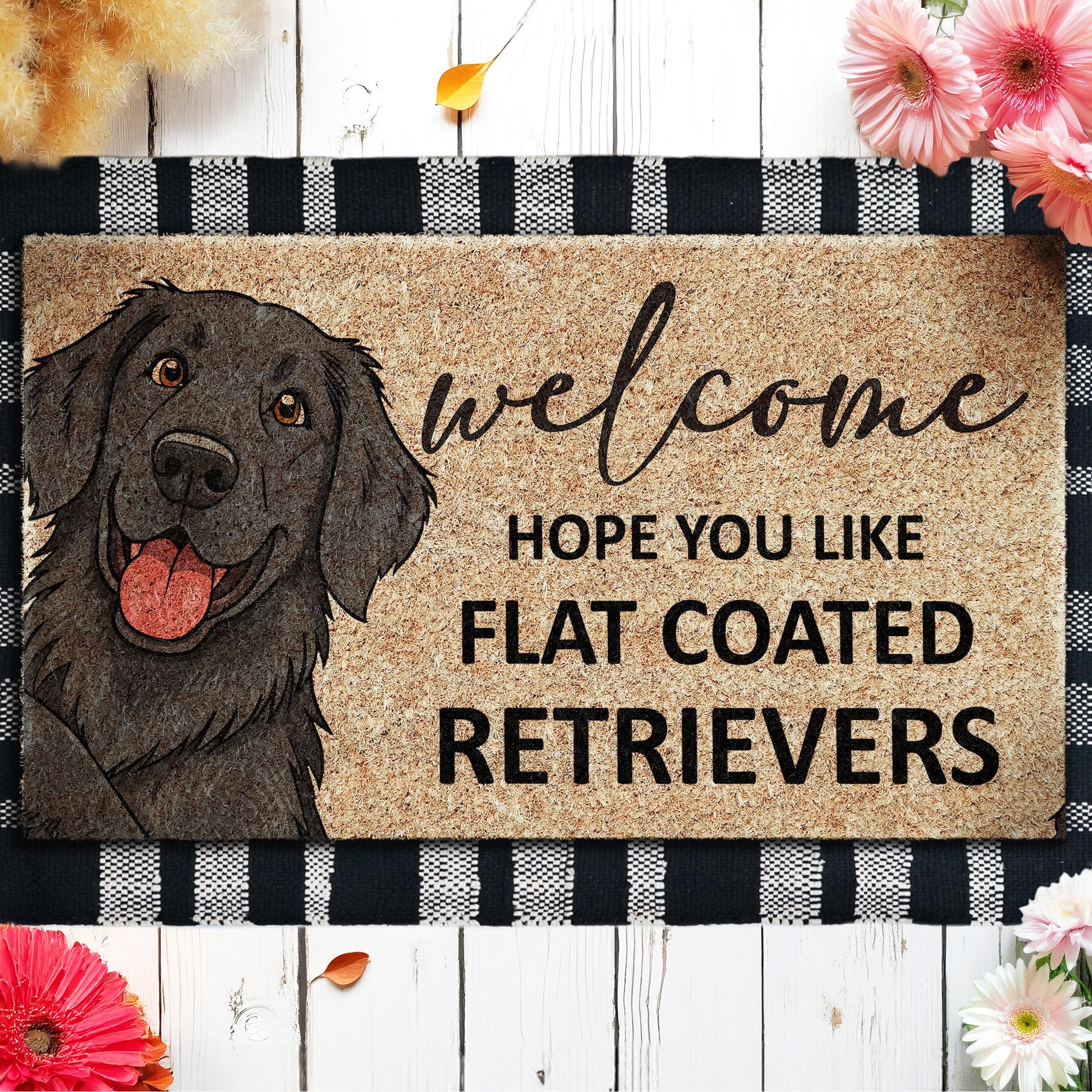 Flat Coated Retriever Doormat, Door Mat, No Need to Knock Doormats