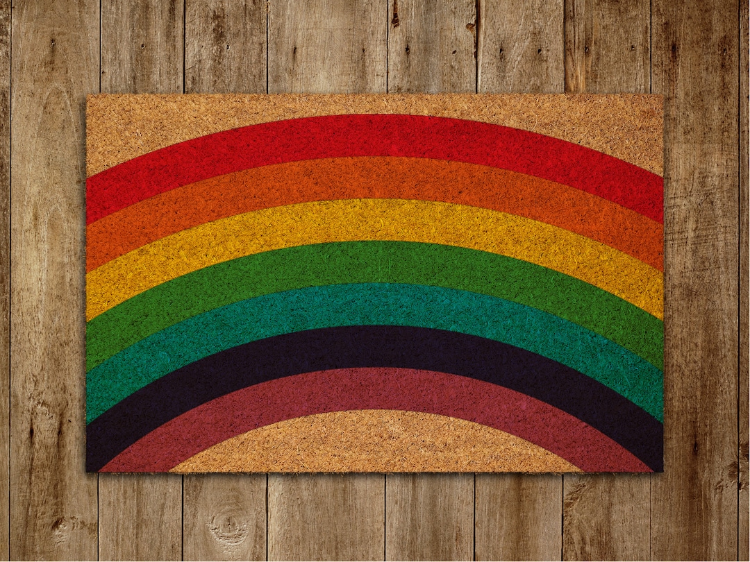 Big Rainbow Door Mat, Rainbow Coir Door Mats, Big Funny Rainbow Doormat