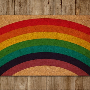 Big Rainbow Door Mat, Rainbow Coir Door Mats, Big Funny Rainbow Doormat, Welcome Rainbow Outdoor Mat