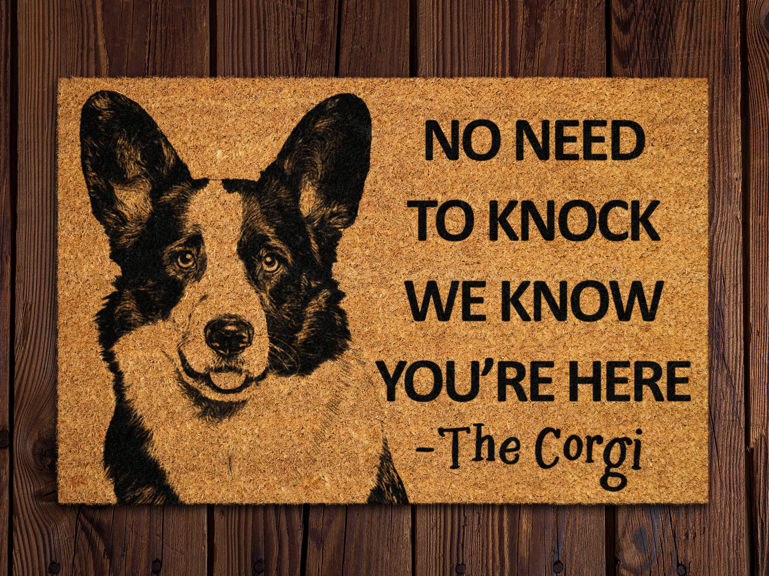 Corgi Door Mat, Corgi We Know You ARE Here Spring Door Mats
