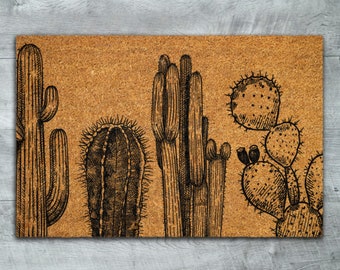 Cactus Close Up Doormat, Welcome Cactuses Doormats, Cactus Doormats, Cactus Coir Mats, Welcome Funny Cactus Door Mats