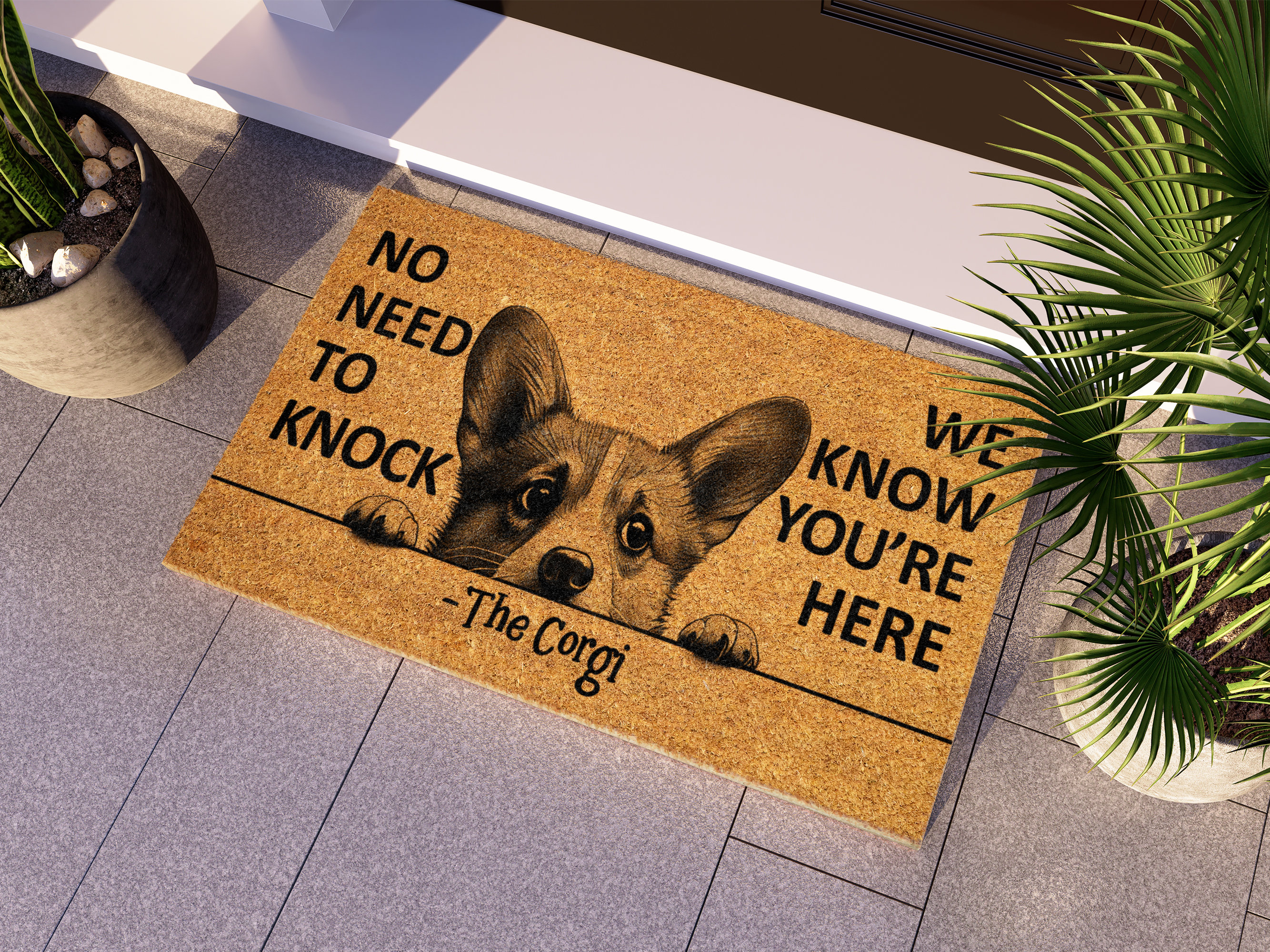Corgi Mat, The Corgi We Know You ARE Here Spring Door Mats, Corgis Doormat, Welcome Corgi Outdoor Coir Mats, Corgi, Corgi Coir Door Mat S917
