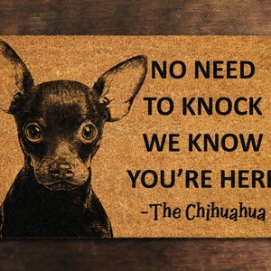 Welcome Chihuahua Doormat, No Need to Knock Chihuahua Door Mat, Chihuahuas Doormat, Welcome Chihuahuas Doormats, Welcome Dog Breed Mats