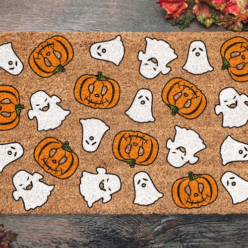 Ghosts Halloween Doormat Outdoor Coir Doormat Halloween Etsy