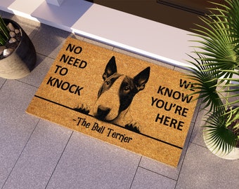 Bull Terrier Doormat, The Bull Terrier Mats, No Need to Knock Bull Terrier Doormats, Welcome Funny Doormats, Dog Breed Coir Mats S895