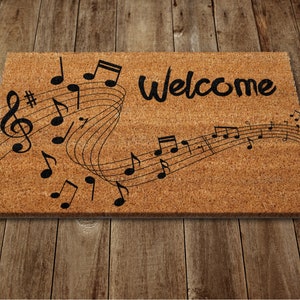 Music Notes Door Mat, Music Welcome Door Mat, Funny Doormat, Welcome Outdoor Coir Mats Gift Doormat Housewarming Gift
