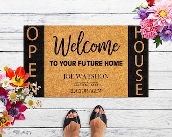 Realtor Custom Doormat Open House Doormat Realtor Doormat Business Doormat House Selling Front Door Mat Real Estate Agent Gift Home Mat