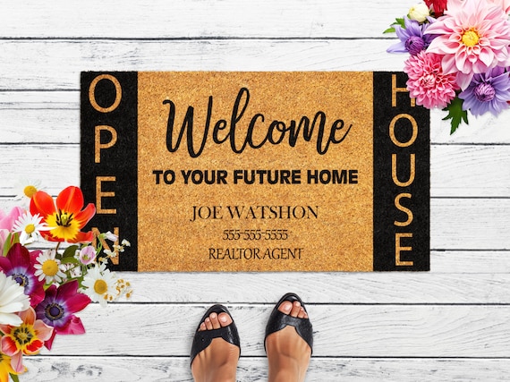 Realtor Custom Doormat Open House Doormat Realtor Doormat Business Doormat House Selling Front Door Mat Real Estate Agent Gift Home Mat