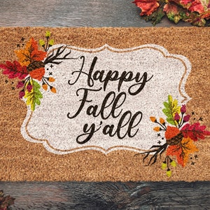 happy Fall Y'all Cute Turkey Door Mat, Indoor Mat, Creative