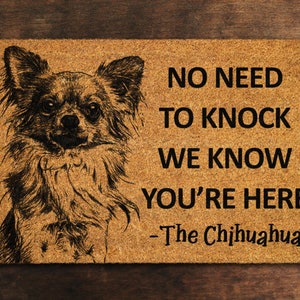 Welcome Chihuahua Doormat, No Need to Knock Chihuahuas Door Mat, Chihuahua Doormat, Welcome Chihuahuas Doormats, Welcome Dog Breed Mats
