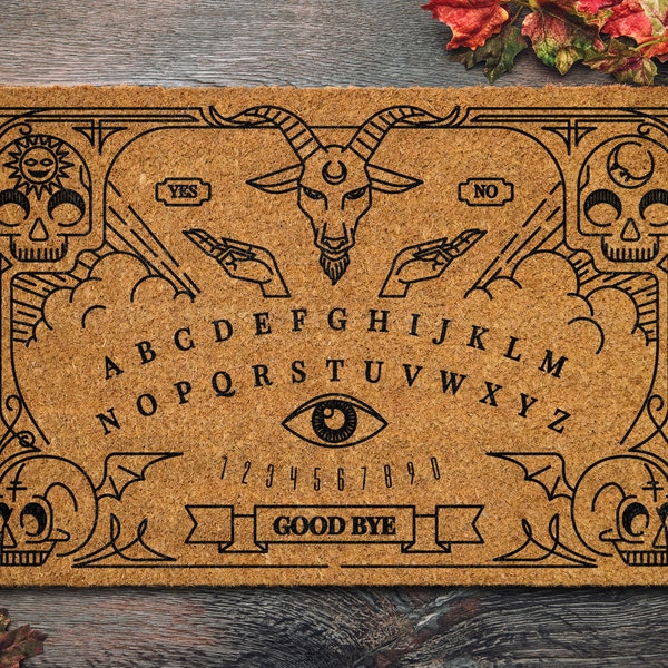 Halloween Classic Ouija Board Coir Door Mat, Welcome Halloween Front Door Mat, Outdoor Mats Funny Doormat, Halloween Decor Mat