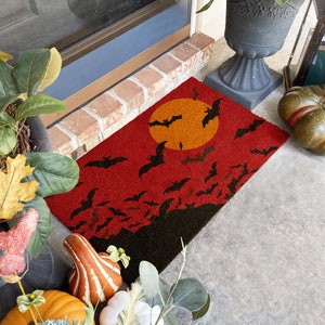 Halloween Bats Night, Coir Door Mat, Welcome Mat, Front Door Mat, Outdoor Mats, Funny Doormat, Fall Welcome Mats, Coir Mats image 3
