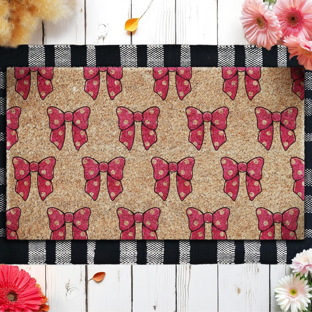 Bow Mat Coquette Bows Doormat, Bow Door Mat, Bows Doormats, Welcome Funny Bows ...