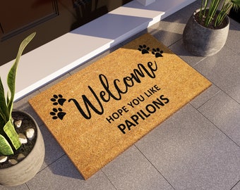 Personalized Papillons Doormat, Hope You Like Papillons Door Mat, Welcome Funny Doormat, Papillons Coir Mat, Dog Breeds S1589