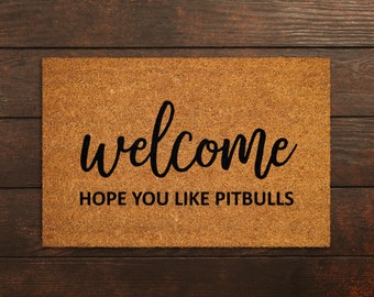 Funny Pitbull Welcome Doormat, New Home Gift