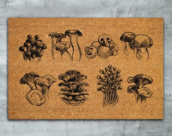 Mushroom Door Mats, Hello Mushrooms Welcome Coir Door Mats, Mushroom Funny Doormat, Hello Outdoor Coir Mat