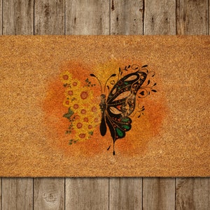 Sunflower and Butterfly Door Mat,  Spring Door Mats, Farmhouse Doormat, Sunflower and Butterfly Doormats, Funny Doormat, Welcome Mats