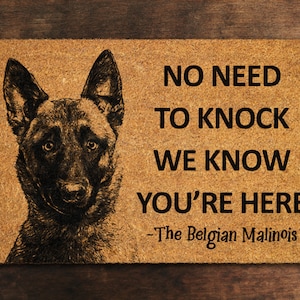Belgian Malinois Doormat, Belgian Shepherd Mat, No Need to Knock Belgian Malinois Shepherd Doormat, Welcome Breed Mat Belgian Malinois S770