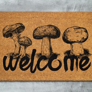 Mushroom Welcome Door Mats, Mushrooms Welcome Coir Door Mats, Mushroom Funny Doormat, Mushroom Welcome Outdoor Coir Mat