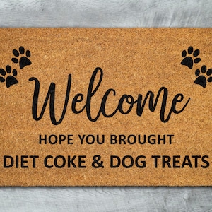 Diet Coke and Dog Treats Mat, Winer Door Mats, Funny Wine Doormat, Welcome Mats