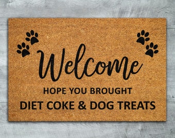 Diet Coke and Dog Treats Mat, Winer Door Mats, Funny Wine Doormat, Welcome Mats