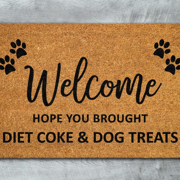 Diet Coke and Dog Treats Mat, Winer Door Mats, Funny Wine Doormat, Welcome Mats