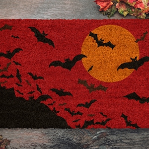 Halloween Bats Night, Coir Door Mat, Welcome Mat, Front Door Mat, Outdoor Mats, Funny Doormat, Fall Welcome Mats, Coir Mats
