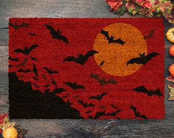 Halloween Bats Night, Coir Door Mat, Welcome Mat, Front Door Mat, Outdoor Mats, Funny Doormat, Fall Welcome Mats, Coir Mats